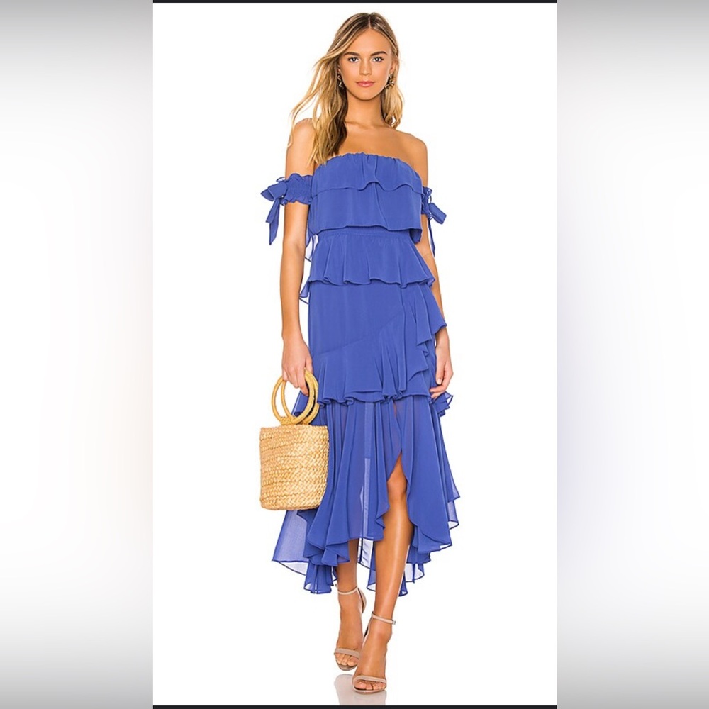 NWT Misa Los Angeles Elegant Blue Off-Shoulder Formal Dress - Cobalt - L